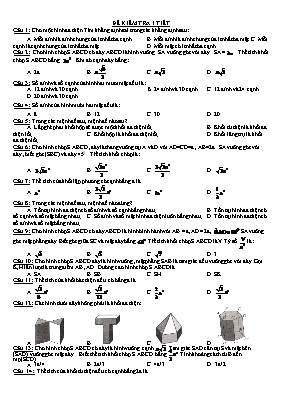 Đề kiểm tra 1 tiết môn Hình học khối 12